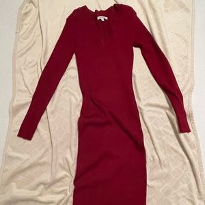 Mid Length, Thick ribbed knit sweater dress, Red, Size L, worn once
